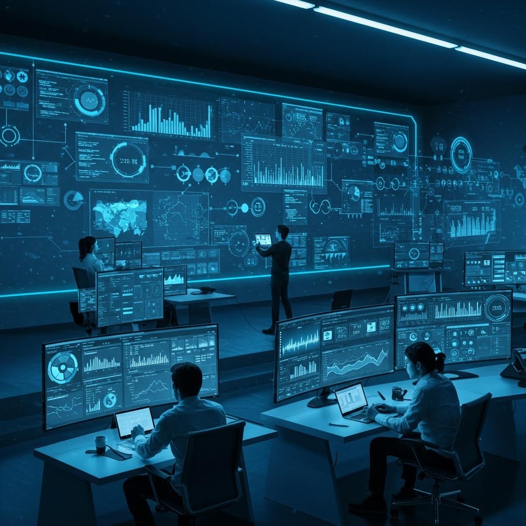 루믹스 데이터 분석 통제 센터 다중 모니터링 디스플레이